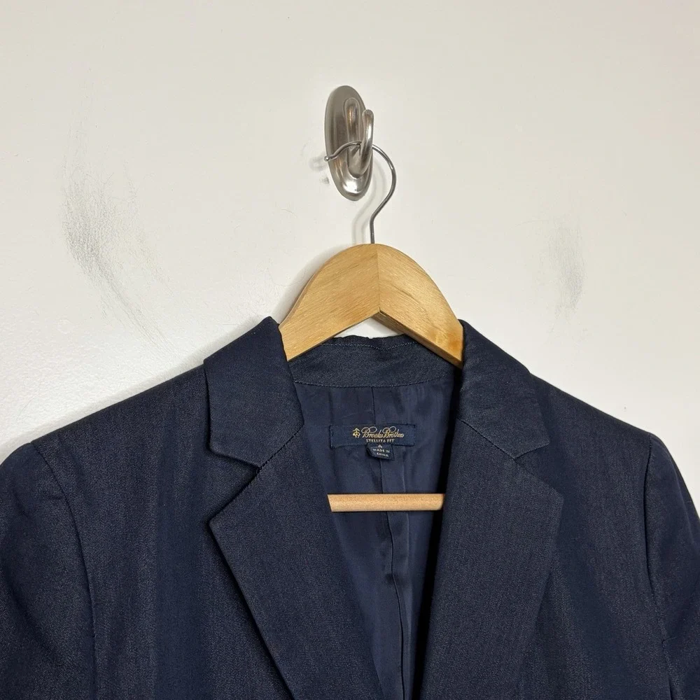 Brooks Brothers Stellita Fit Blazer Womens 4 Loro Piana Navy Cotton Old Money